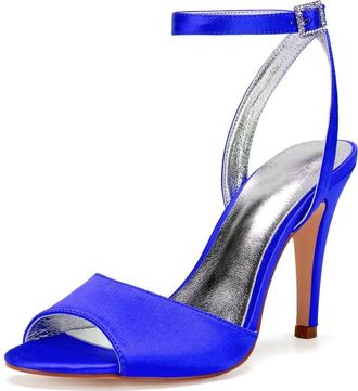 Generic Bridal Wedding Shoes Women Sexy Comfortable Heel Open Toe Stiletto High Heeled Sandals for Party Night Out Daily 10.5Cm,Blue,4 UK