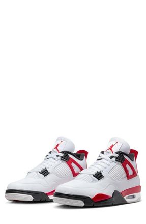 Nike Jordan Air Jordan 4 Retro Basketball Sneaker in White/Fire Red/Black/Grey at Nordstrom, Size 14