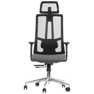 OEM Silla Giratoria Premium Con Base Cromada Gris Y Negra
