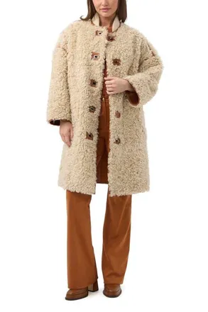 Trina Turk Spartan Reversible Faux Shearling and Faux Suede Coat in Amber/poplar at Nordstrom, Size X-Large