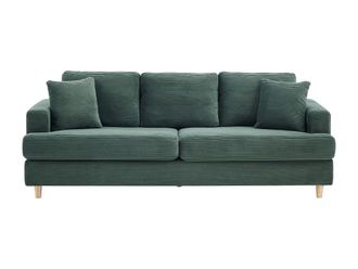 VENTE-UNIQUE.COM Sof&aacute; fijo terciopelo 3 plazas verde 216x79cm