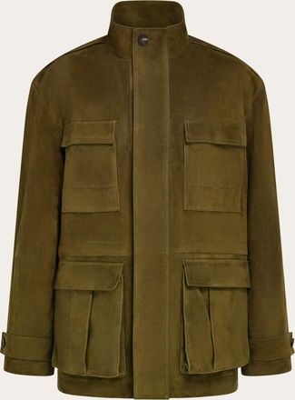 Ferragamo Uomo Sahariana in suede Verde