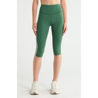 SPLITS59 Ella Airweight High Waist Performance Capri Leggings in Arugula/white at Nordstrom, Size X-Large