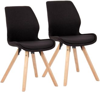 Clp Clp - Set De 2 Sillas De Comedor Luna Con Base De Madera Negro Tela