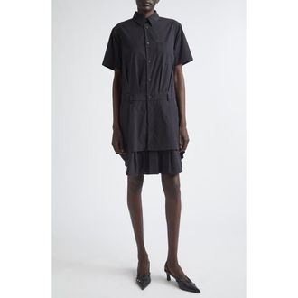 Comme Des Gar&ccedil;ons Typewriter Tiered Shirtdress in Black at Nordstrom, Size X-Small