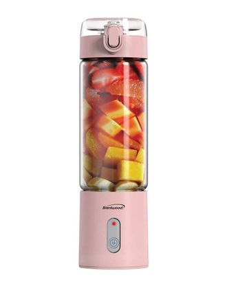 Brentwood Portable Pink Battery-Operated Usb-Chargeable Glass Blender