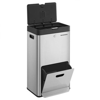 Songmics Cubo de basura de 45,5 x 36,5 x 76,2 cm de color plata