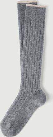 Brunello Cucinelli Cashmere rib knit socks in Medium Grey at Nordstrom, Size Xx-Large