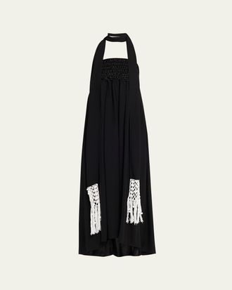 Maria McManus Macrame Scarf Empire-Waist Gown