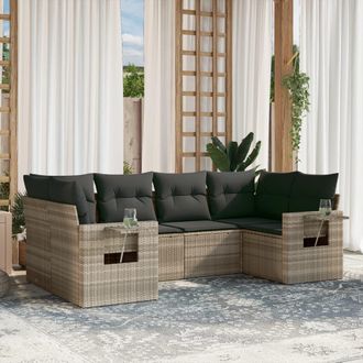 vidaXL Vidaxl - Set Divano Da Giardino 6pz Con Cuscini Grigio Chiaro Polyrattan