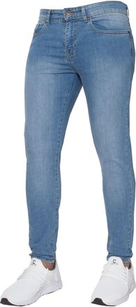 Enzo Jeans New Mens Designer Stretch Super Skinny Denim Jeans Blue Black All Waist Light Stonewash 34 W X 34L