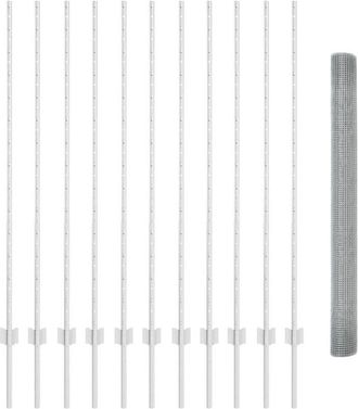 vidaXL Reja Con Postes Plateado 1.4 X 25 M Acero Vidaxl