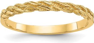Diamond2Deal 14k Yellow Gold Diamond-cut Rope Ring