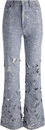 Alice & Olivia Jeans met borduurwerk en ringlets - Blauw