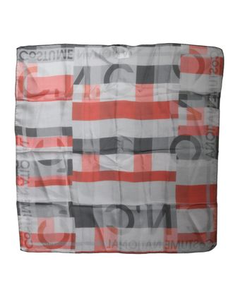 Costume National Womens Gray Red Silk Square Neck Wrap Scarf