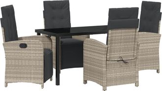 vidaXL Garden Dining Set 5 pcs Light Grey Poly Rattan Vidaxl