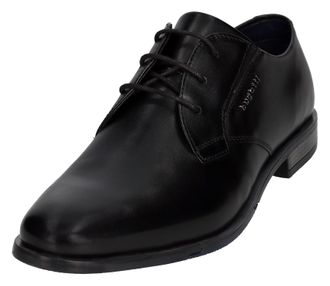 Bugatti Schn&uuml;rschuh BUGATTI, Herren, Gr. 45, schwarz, Leder, Schuhe Schn&uuml;rschuh, Businesschuh, Abendschuh, Festtagsschuh mit seitlichem Logoemblem