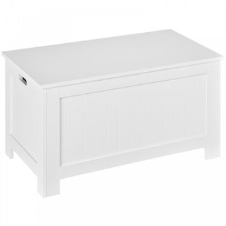 HOMCOM Large Storage Box with Lid & Safety Hinges - White | TJ Hughes