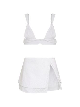 Amir Slama x Jade Picon broderie anglaise mini-rok met uitgesneden details (set van twee) - Wit