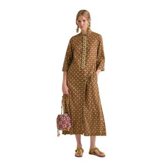 Maliparmi Midi Dresses, female, Yellow, Size: 2XL Floral Spin Dress