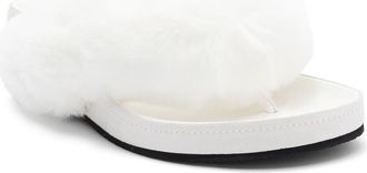 Jeffrey Campbell Delulu Faux Fur Flip Flop in White Combo at Nordstrom, Size 6.5