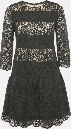 Sandro Black Lace Sheer Pleated Mini Dress