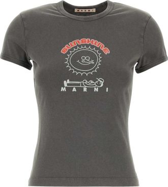 Marni Katoenen T-shirt - Dames - T-shirts - Grijs - S - Katoen - Tops