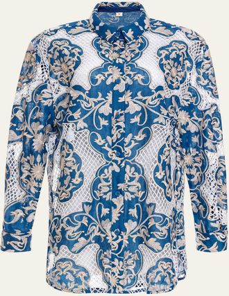 Agua Bendita Cecilia Ribbons Button-Front Shirt