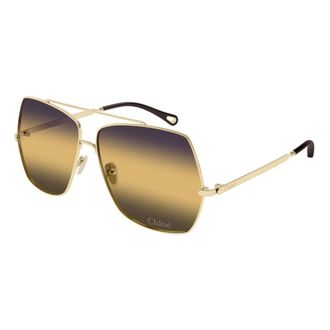 Chlo&eacute; Ch0278S Rechthoekige Zonnebril - Dames - Accessoires - Geel - Maat: 62 MM
