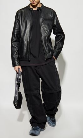 Diesel Leather Jacket L-SIMZ, Mens, Black