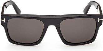 Tom Ford Cyrus 53mm Square Sunglasses in Shiny Black /Smoke at Nordstrom