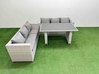 Fimous 6-seater Patio Rectangular Table Sofa Set Light Grey