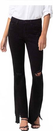Flying Monkey Mid Rise Distressed Flare Jeans In Black