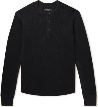 Rag & Bone Rag & Bone Mens Lightweight Waffle Henley, Black
