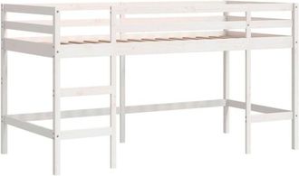 vidaXL Vidaxl - Cama alta de niños escalera madera maciza pino blanco 90x200 cm