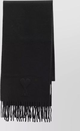 Ami embossed scarf featuring fringed hems