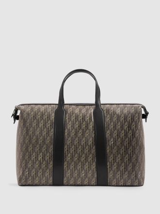 Reiss Grey Multi Monogram-print Coated-canvas Holdall