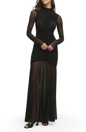 Favorite Daughter The Love Language Long Sleeve Mesh Maxi Dress in Black at Nordstrom, Size Small