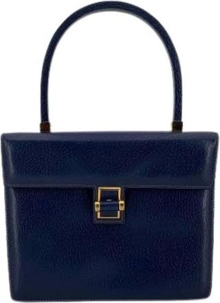 Gucci Pre-owned Handbags, female, Blue, Size: ONE SIZE Pre-owned Vintage Navy Blue Leather Top Handle Handbag