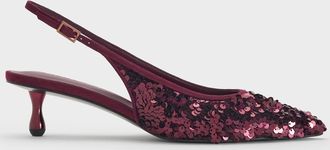 Charles & Keith Ruthie Sequinned Slingback Pumps