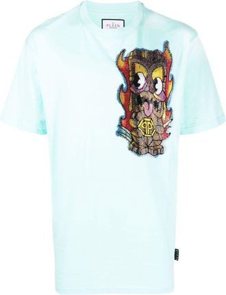 Philipp Plein Hawaii embellished short-sleeve T-shirt - men - Cotton - XXXXL - Blue