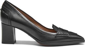 Santoni Leren Pumps met Middelhoge Hak - Dames - Pumps - Zwart - 39 1/2 EU - Leer - Schoenen