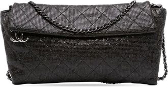 Chanel 2014-2015 Quilted Laminated Fabric Chain Evening crossbody bag - Black