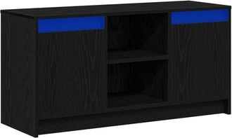 vidaXL Vidaxl - tv Cabinet with led Lights in Black Oak, 100x34x50 cm, Made from Engineered Wood