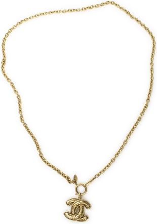 Chanel Pre-owned Womens Quilted CC Pendant Chain Necklace - Gold - One Size