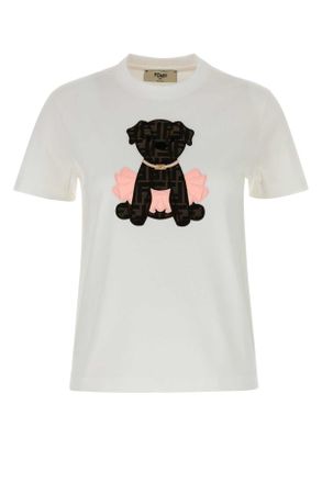 Fendi White Cotton T Shirt
