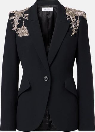 Alexander McQueen Blazer in crêpe con cristalli