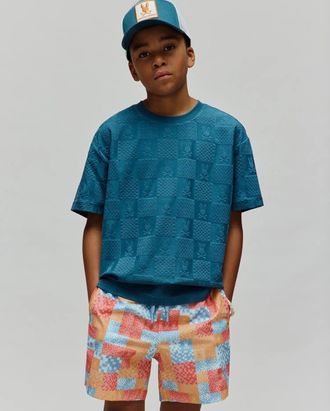 Psycho Bunny Kids Dustin Oversized Tee 406 MALLARD BLUE / M/10-12