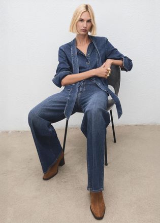 Mango Stivaletti crosta di cuoio tacco blocco marrone chiaro/pastello - Donna - 35 - MANGO