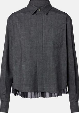 sacai Camicia in lana a quadri Principe di Galles